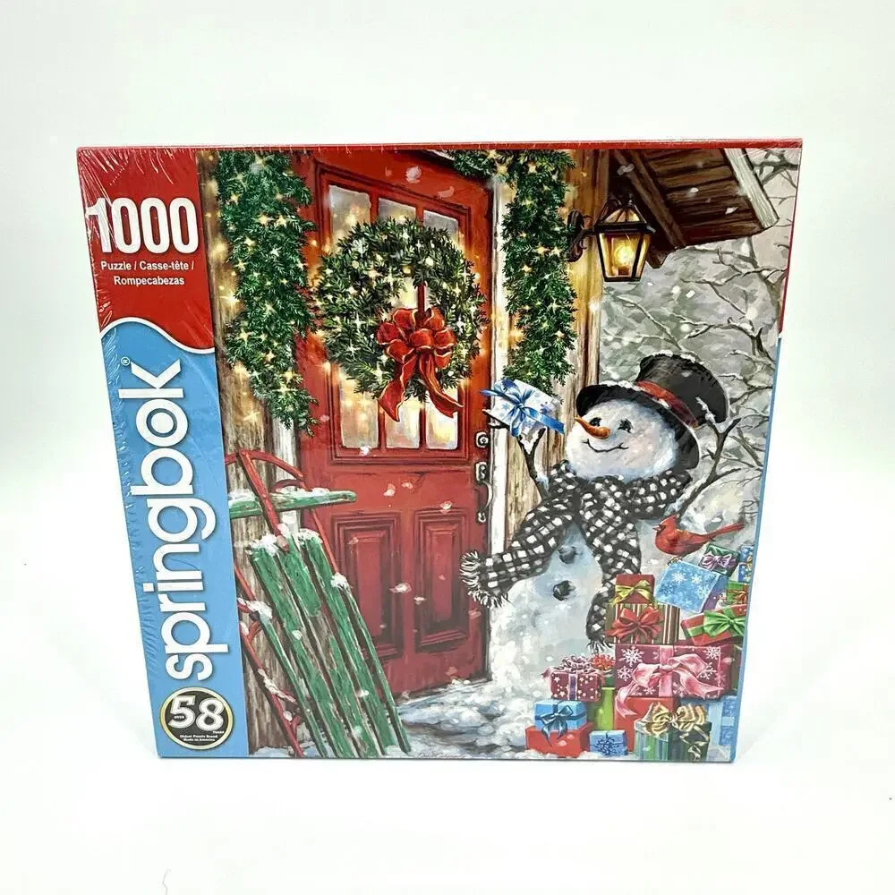 SPRINGBOK NOS Sealed 1000 Piece Jigsaw Puzzle “Delivering Gifts” Snowman 2021